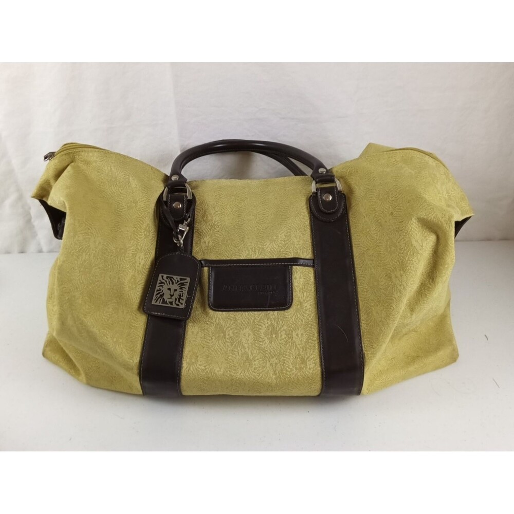 Anne Klein Vintage Extra Large Weekend Duffle Travel Luggage Bag Jacquard Yellow